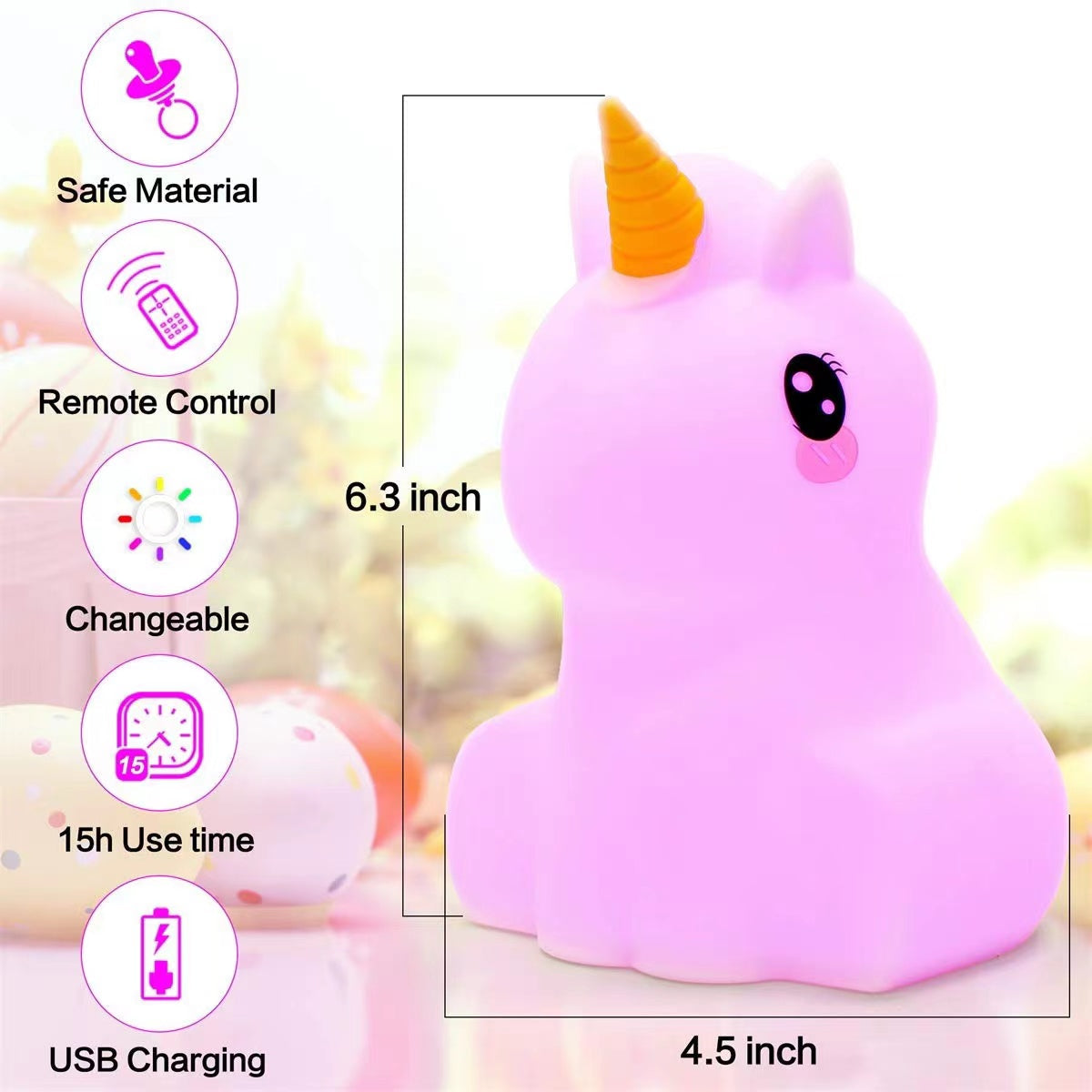 Unicorn Night Light Nursery Lamp by EP Light