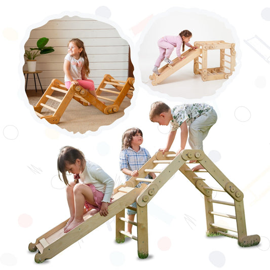 2in1 Montessori Climbing Set: Snake Ladder + Slide Board/Climbing Ramp by Goodevas