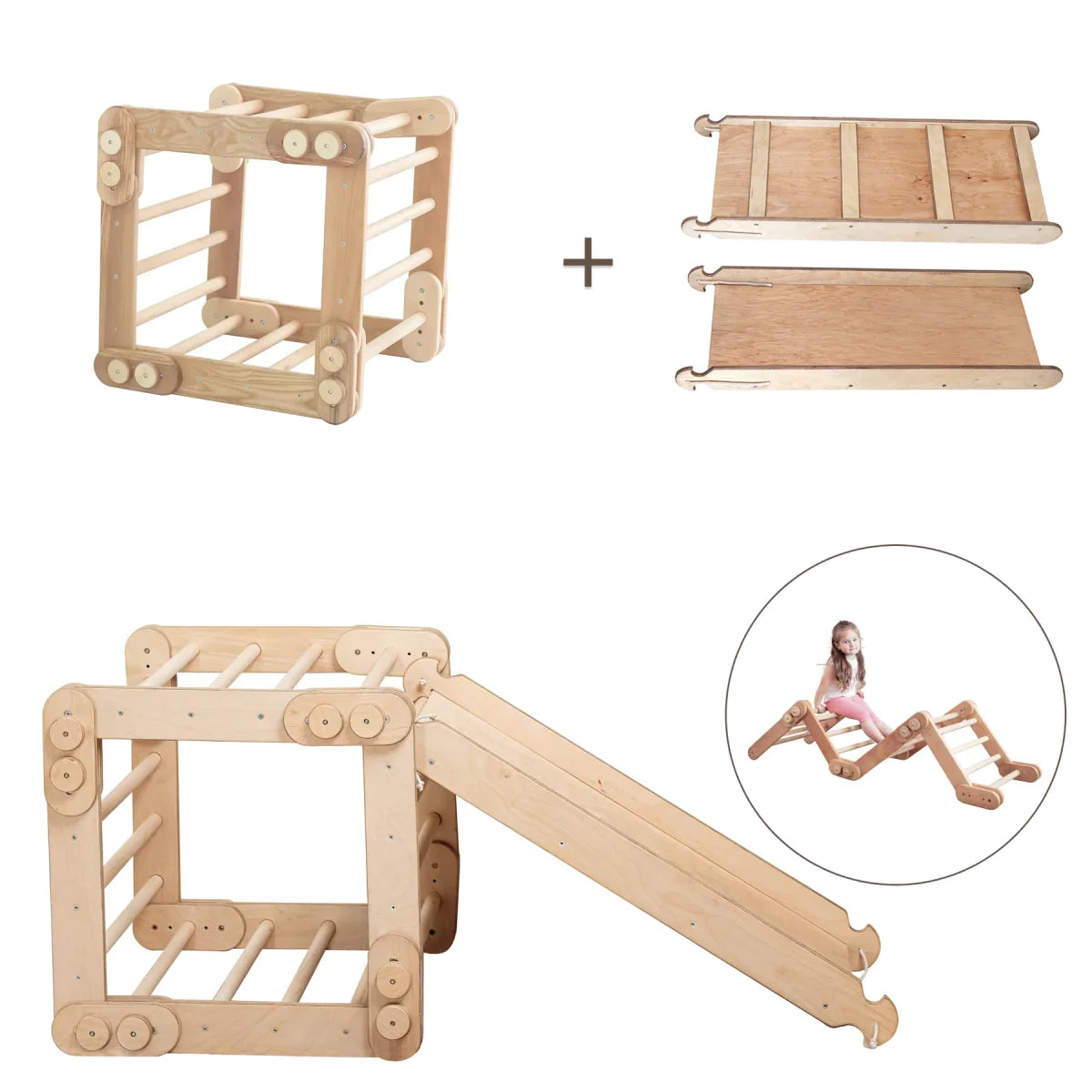 2in1 Montessori Climbing Set: Snake Ladder + Slide Board/Climbing Ramp by Goodevas