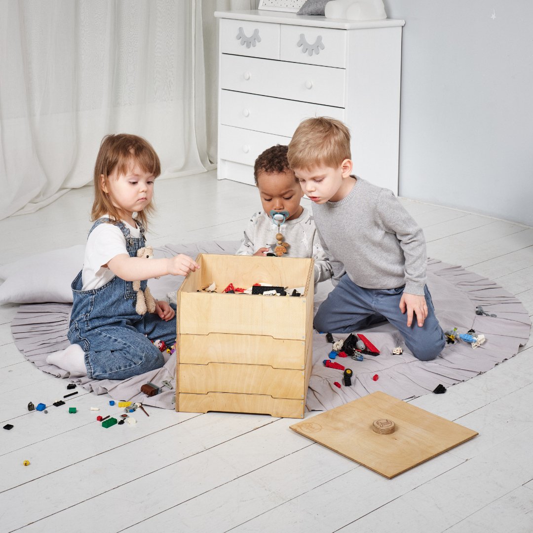 3in1 Montessori Shelves Set: Bookshelf + Toy Shelf + Lego sorter by Goodevas