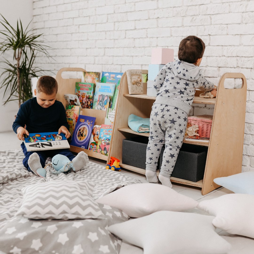 3in1 Montessori Shelves Set: Bookshelf + Toy Shelf + Lego sorter by Goodevas