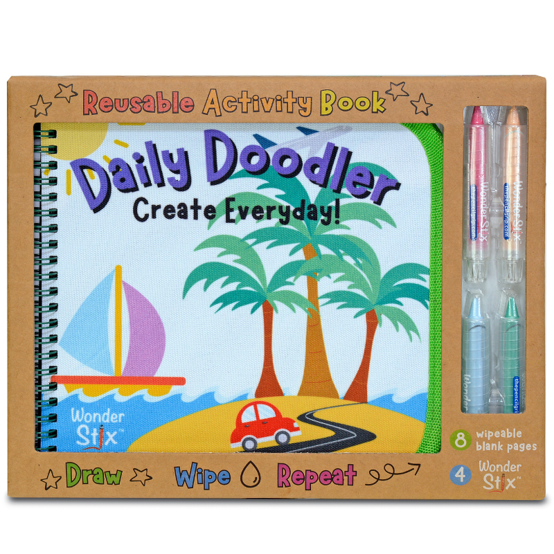 Daily Doodler Reusable Activity Book- Travel Cover, Includes 4 Wonder Stix by The Pencil Grip, Inc.