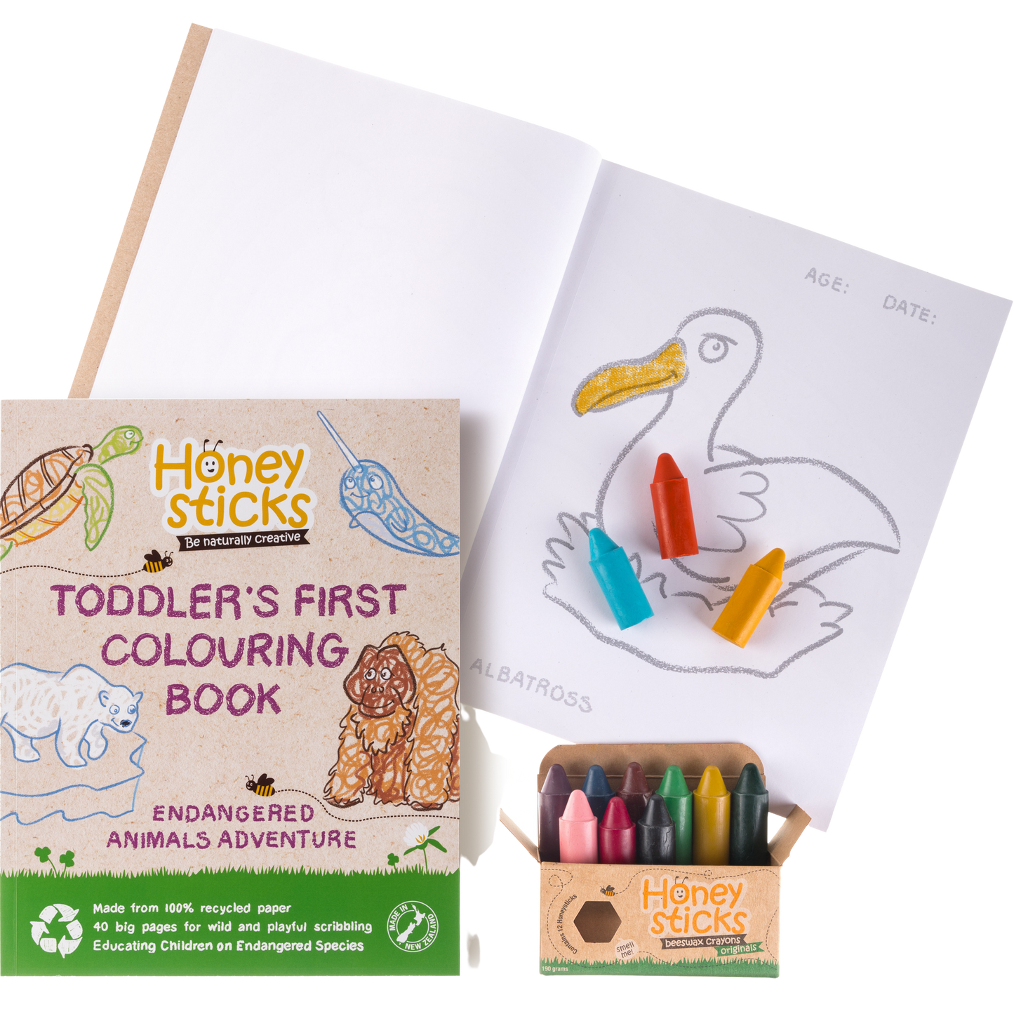 The Creative Kid Coloring Set - Endangered Animals Adventure by Honeysticks USA