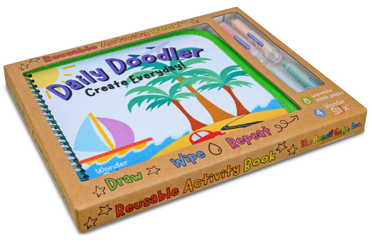 Daily Doodler Reusable Activity Book- Travel Cover, Includes 4 Wonder Stix by The Pencil Grip, Inc.