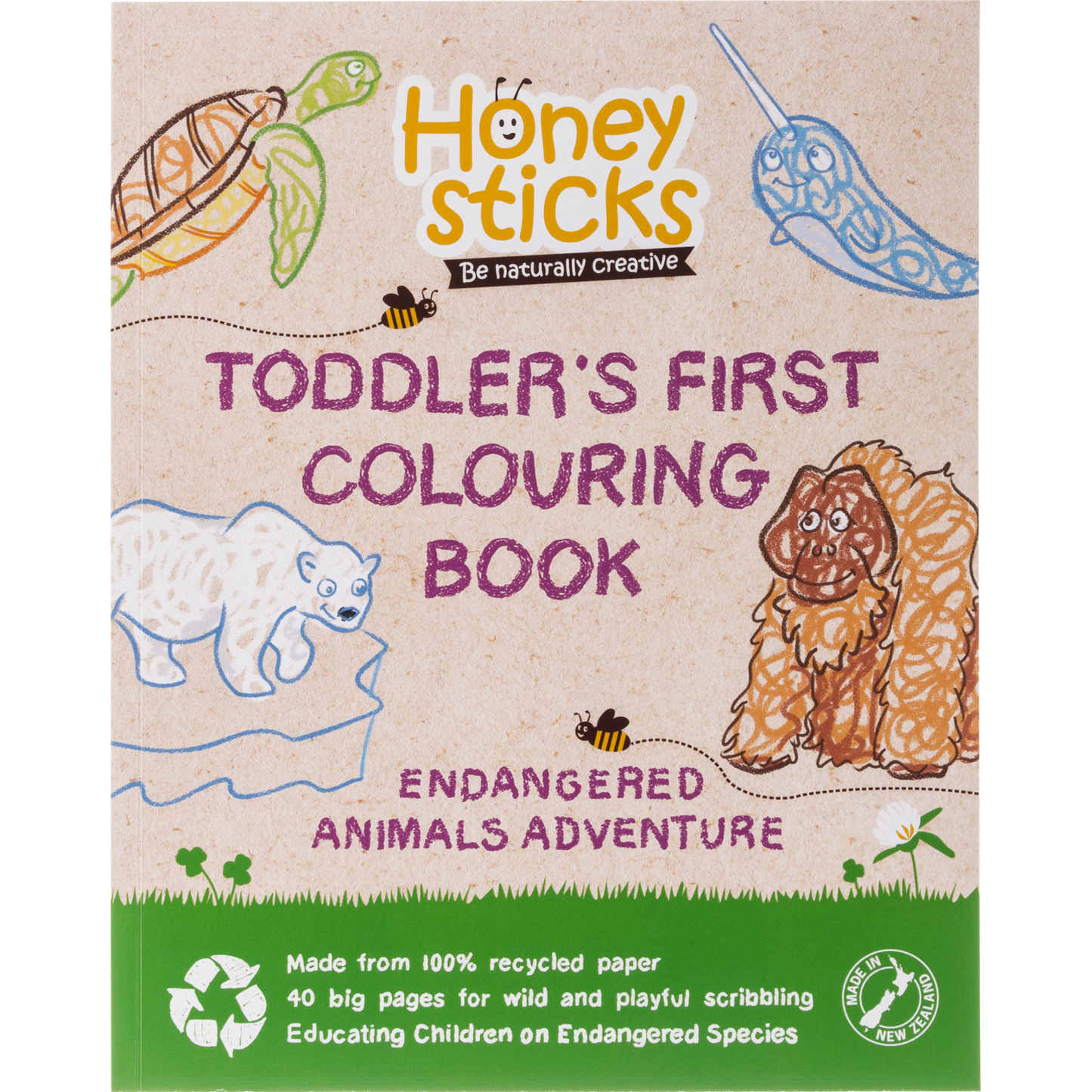 Toddlers First Colouring Book - An Endangered Animals Adventure by Honeysticks USA