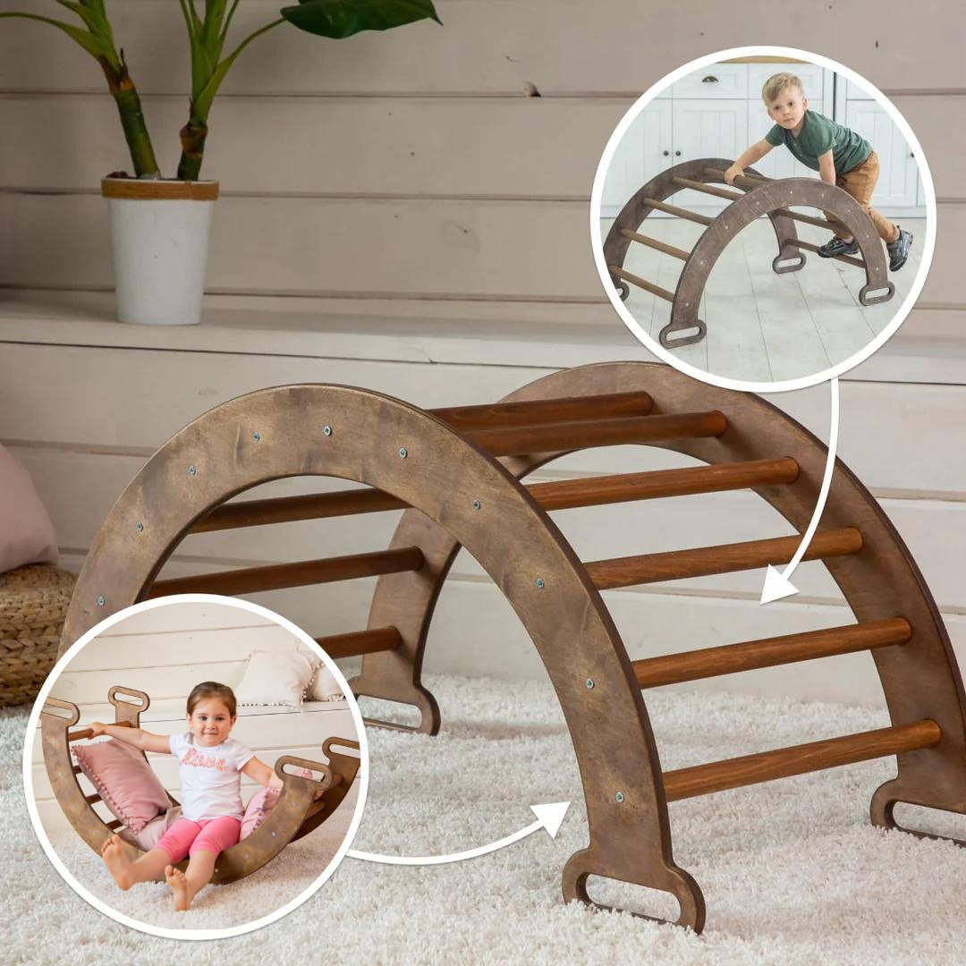 Climbing Arch Chocolate + Cushion - Montessori Climbers for Toddlers by Goodevas