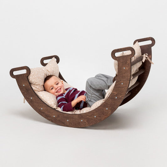 Climbing Arch Chocolate + Cushion - Montessori Climbers for Toddlers by Goodevas