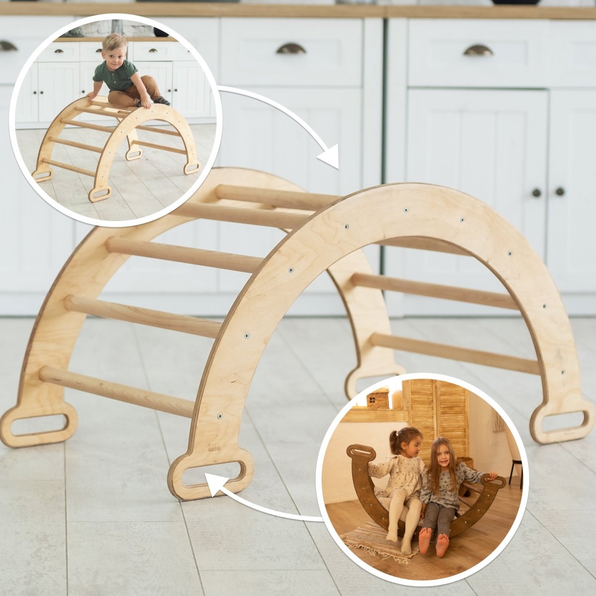 Climbing Arch & Rocker Balance - Montessori Climbers for Kids 1-7 y.o. – Beige by Goodevas