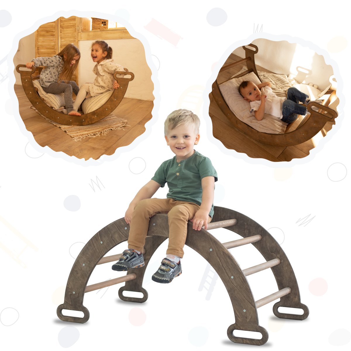 Climbing Arch & Rocker Balance - Montessori Climbers for Kids 1-7 y.o. – Beige by Goodevas