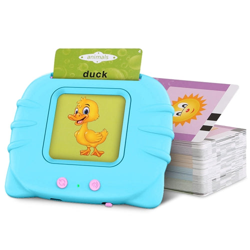 224 Words Kid Flash Talking Cards 112 Card Electronic Cognitive Audio Toddler Reading Machine Animal Shape Color Repeated Learning Cards English For C - Blue by VYSN