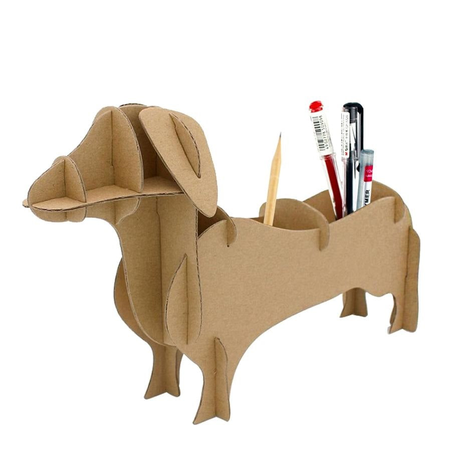 DIY Dachshund Recycled Cardboard Puzzle Toy & Pen Holder by Dach Everywhere