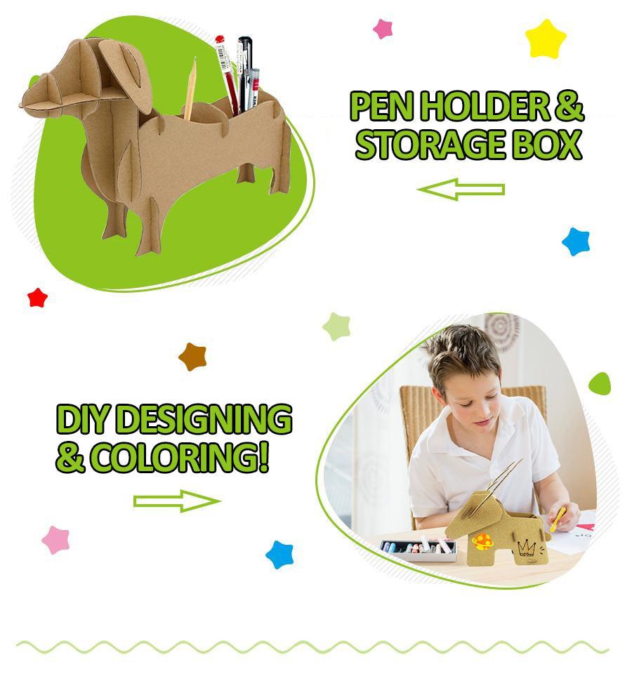 DIY Dachshund Recycled Cardboard Puzzle Toy & Pen Holder by Dach Everywhere