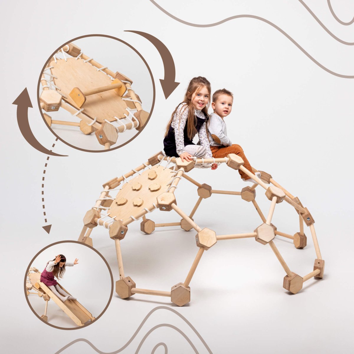 Wooden Climbing Frame Geodome / Climbing Dome for Kids 2-6 y.o. by Goodevas